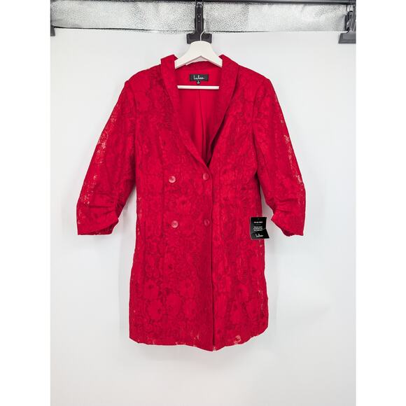 NWT Lulus Ronan Red Lace Double Breasted Blazer Dress Women's Small Academia - Picture 1 of 9